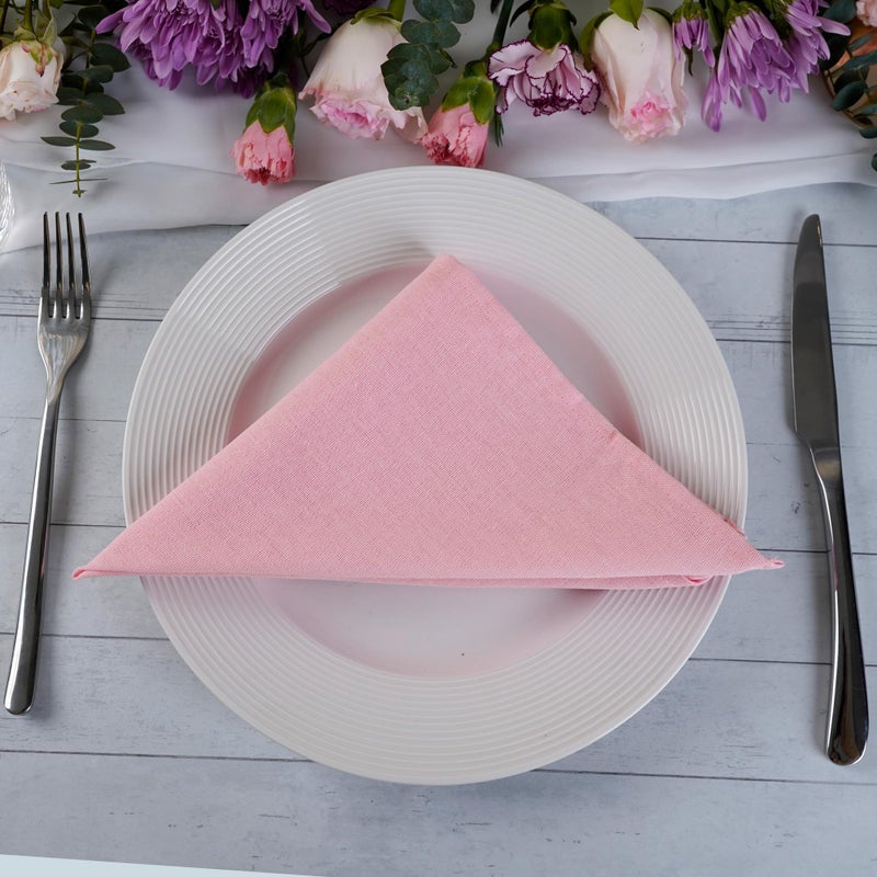 INFEI Pink Polyester Linen Blended Thin Dinner Cloth Napkins - Set of 12 (40 x 40 cm) - for Wedding Parties Events & Home Use (Pink) - Image 5